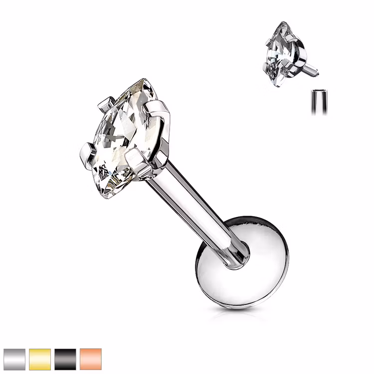 Labret / Monroe 1.2mm med Marquise CZ