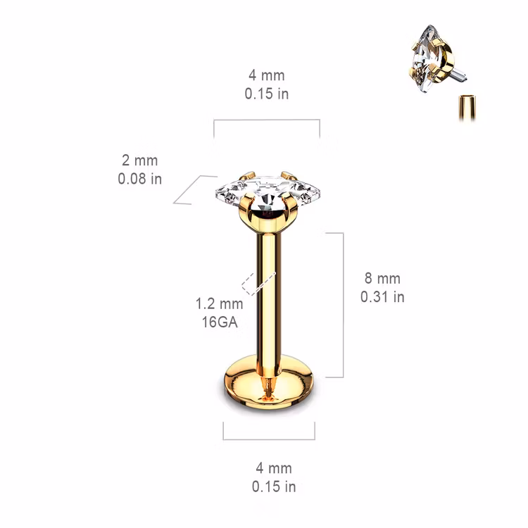 Labret / Monroe 1.2mm med Marquise CZ
