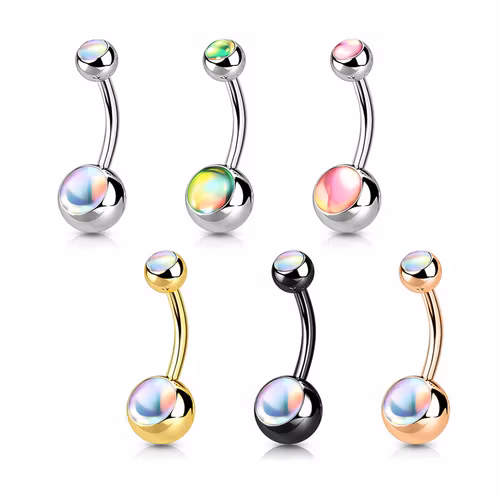 Navelsmycke med iriserande crystal