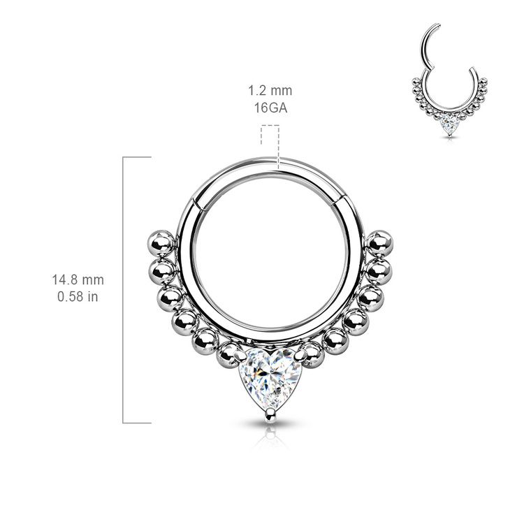 Septum segmentring med gångjärn 1.2mm och hjärtformad CZ