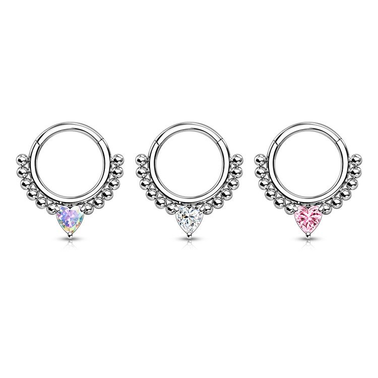 Septum segmentring med gångjärn 1.2mm och hjärtformad CZ