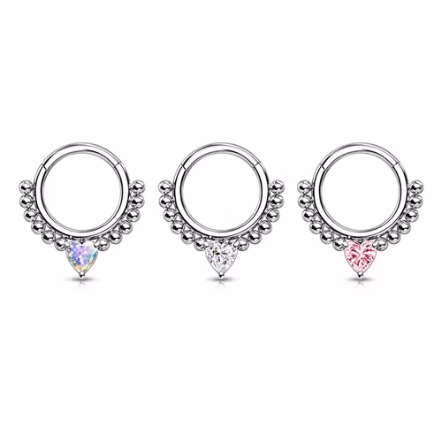 Septum segmentring med gångjärn 1.2mm och hjärtformad CZ