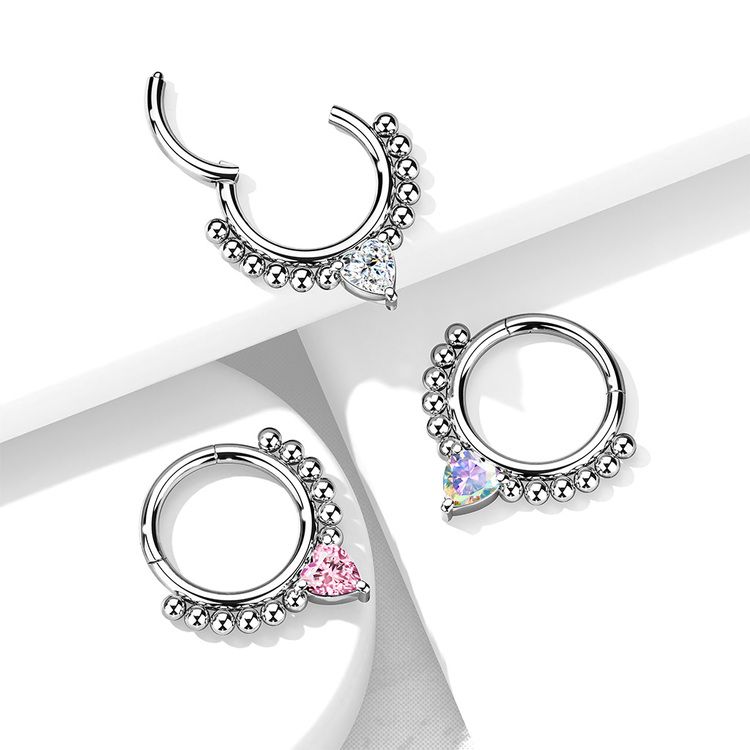 Septum segmentring med gångjärn 1.2mm och hjärtformad CZ