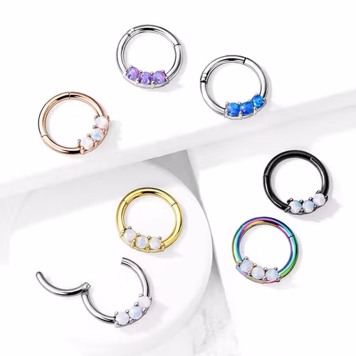 Segmentring med gångjärn 1.2mm / 8mm med 3st opaler