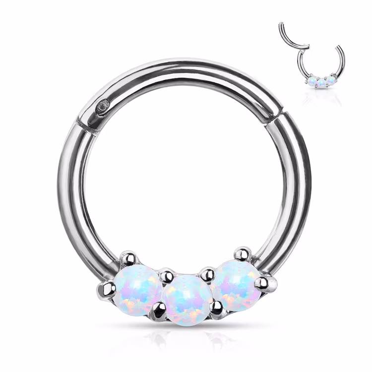 Segmentring med gångjärn 1.2mm / 8mm med 3st opaler