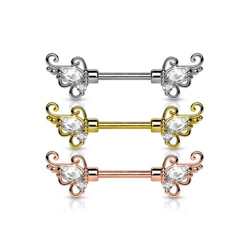 Barbell / Bröstsmycke - Filigran med crystal
