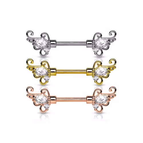 Barbell / Bröstsmycke - Filigran med crystal