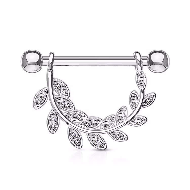 Barbell / Bröstsmycke - CZ hänge med crystal