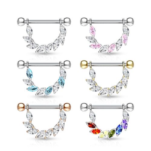 Barbell / Bröstsmycke med hänge - Marquise CZ