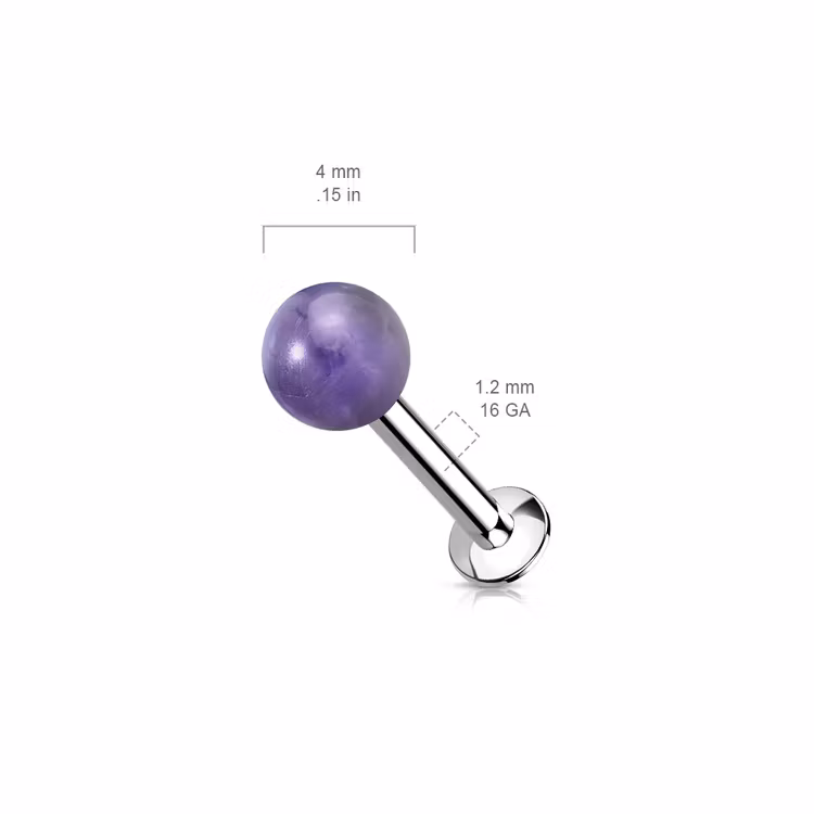 Labret / Monroe 1.2mm med 4mm kula i naturlig sten
