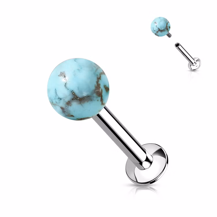 Labret / Monroe 1.2mm med 4mm kula i naturlig sten