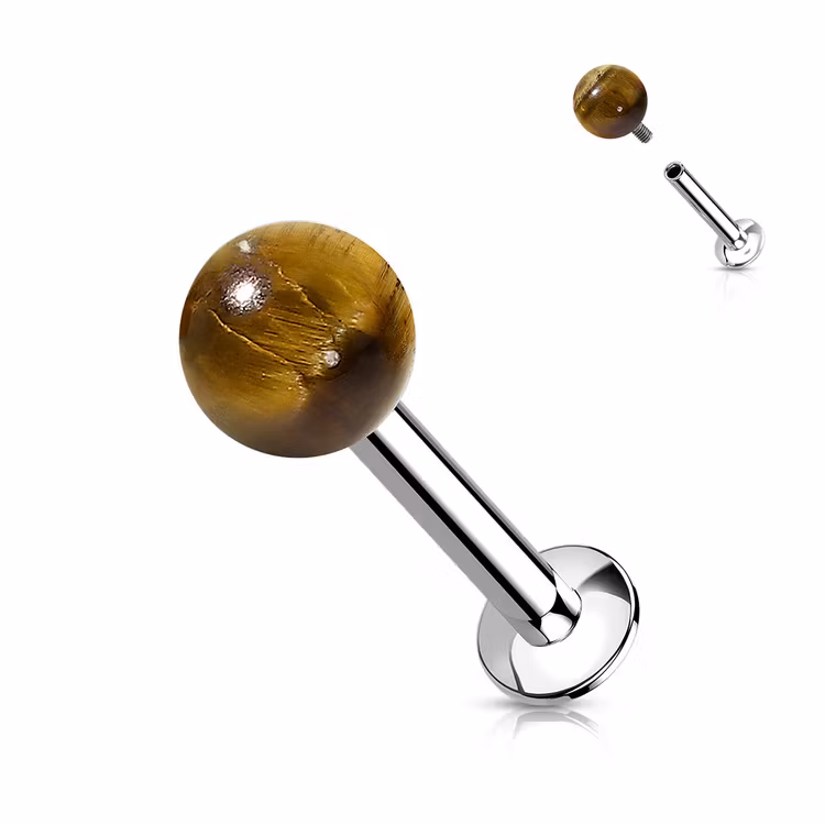 Labret / Monroe 1.2mm med 4mm kula i naturlig sten