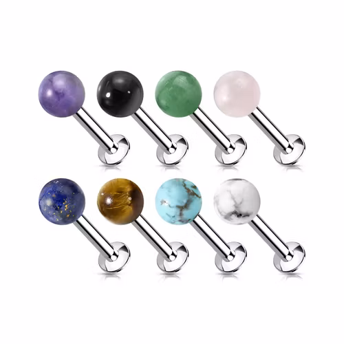 Labret / Monroe 1.2mm med 4mm kula i naturlig sten
