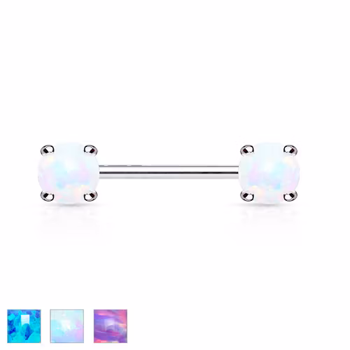 Barbell / Bröstsmycke 1.6mm 12mm med 5mm prong-set opal