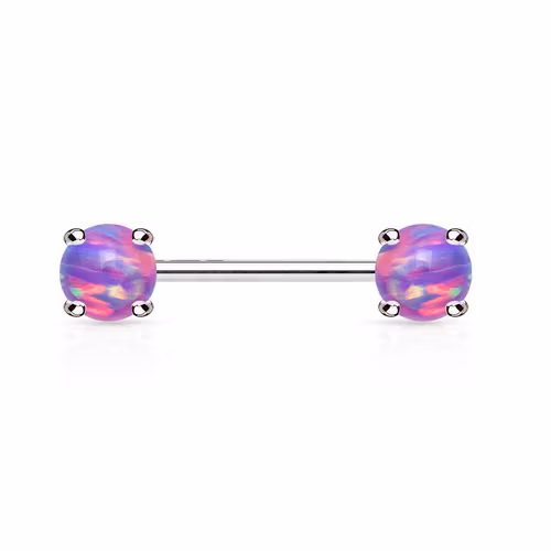Barbell / Bröstsmycke 1.6mm 12mm med 5mm prong-set opal