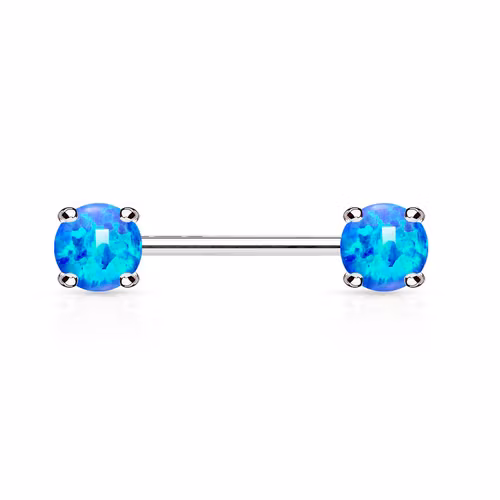 Barbell / Bröstsmycke 1.6mm 12mm med 5mm prong-set opal