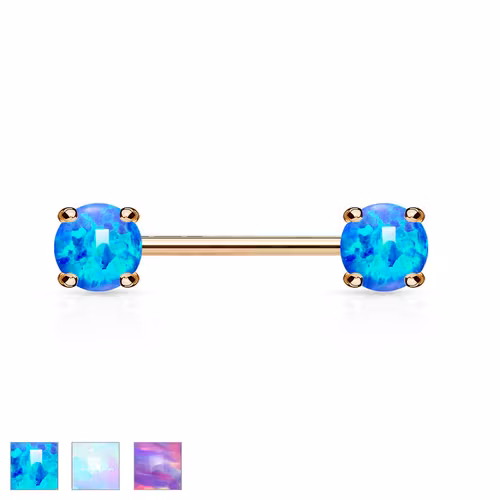 Barbell / Bröstsmycke roséguldpläterad 1.6mm 12mm med 5mm prong-set opal