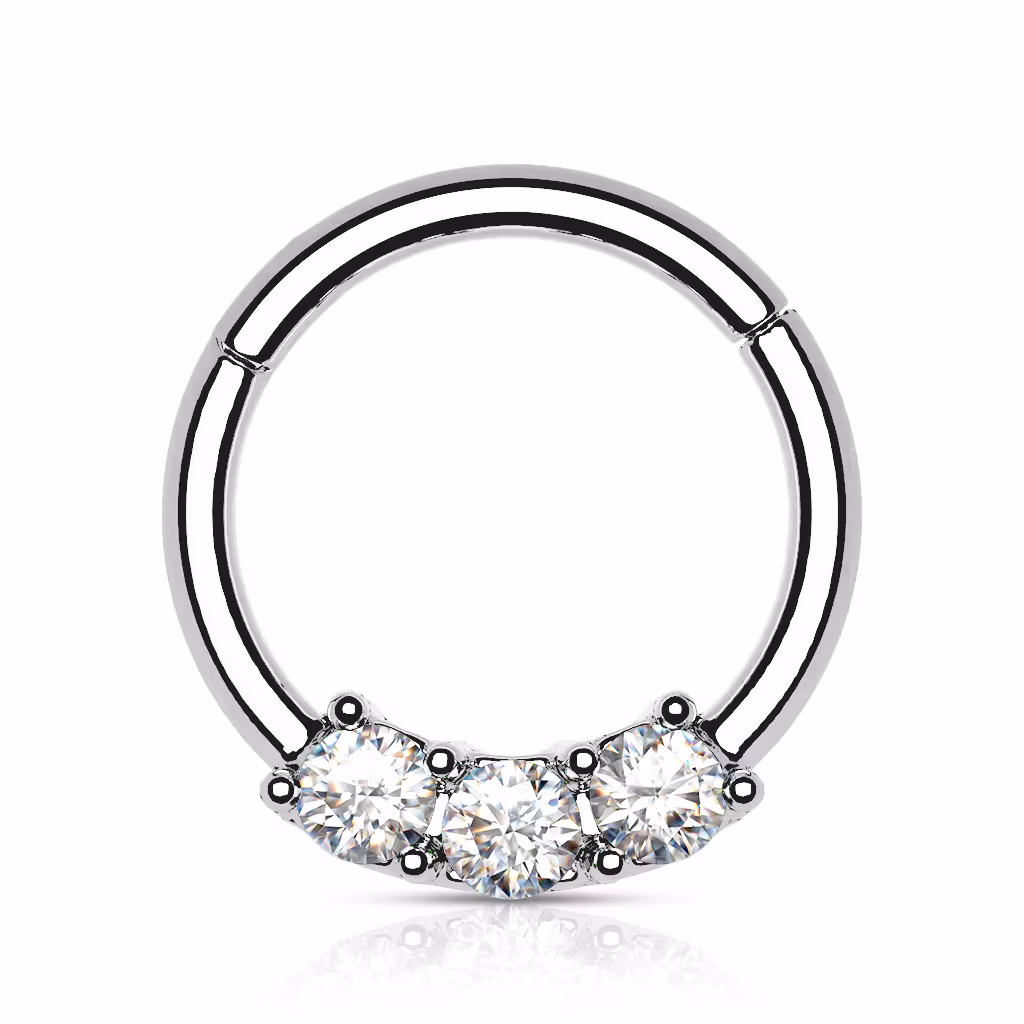 Segmentring i titanium - 1.2mm med gångjärn och 3st cubic zirconia