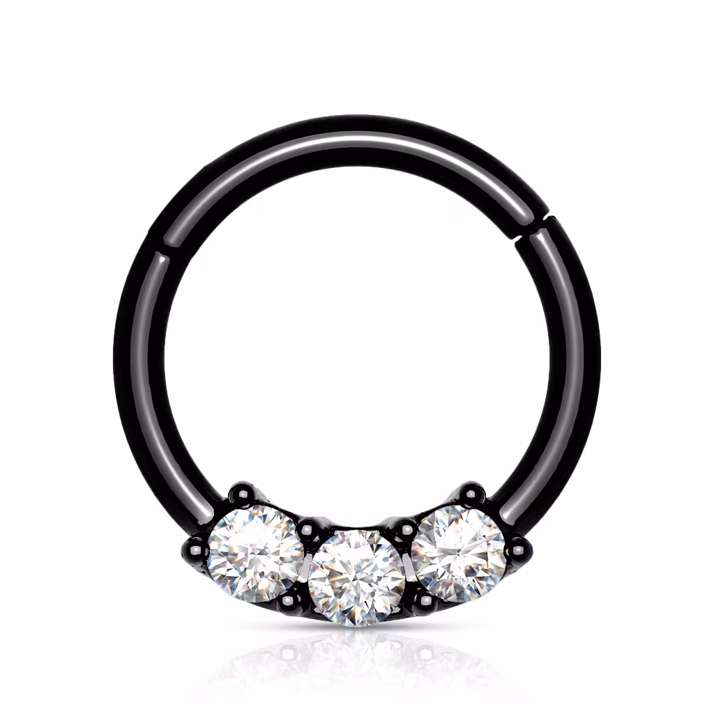 Segmentring i titanium - 1.2mm med gångjärn och 3st cubic zirconia