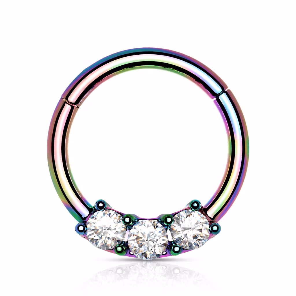 Segmentring i titanium - 1.2mm med gångjärn och 3st cubic zirconia