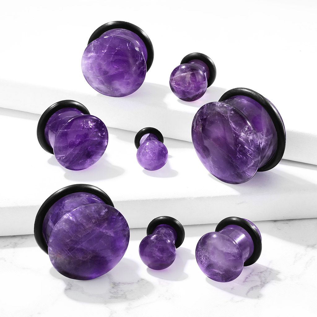 Ametist stenplugg med o-ring