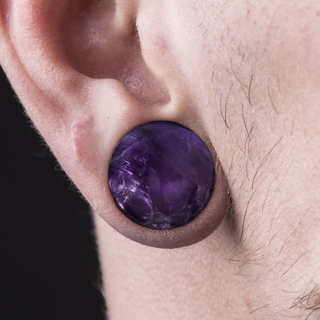 Ametist stenplugg med o-ring