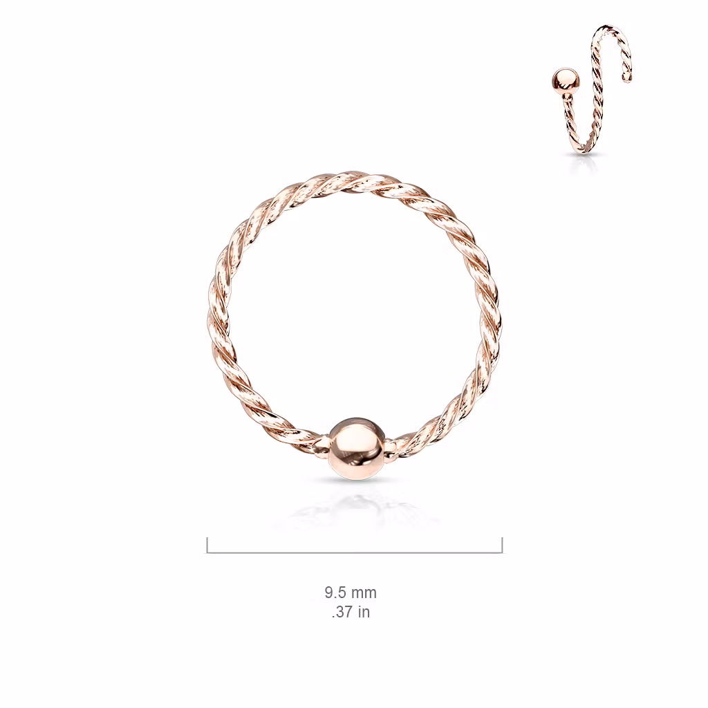 PVD-Pläterad sömlös ring med twistad design och fixerad kula