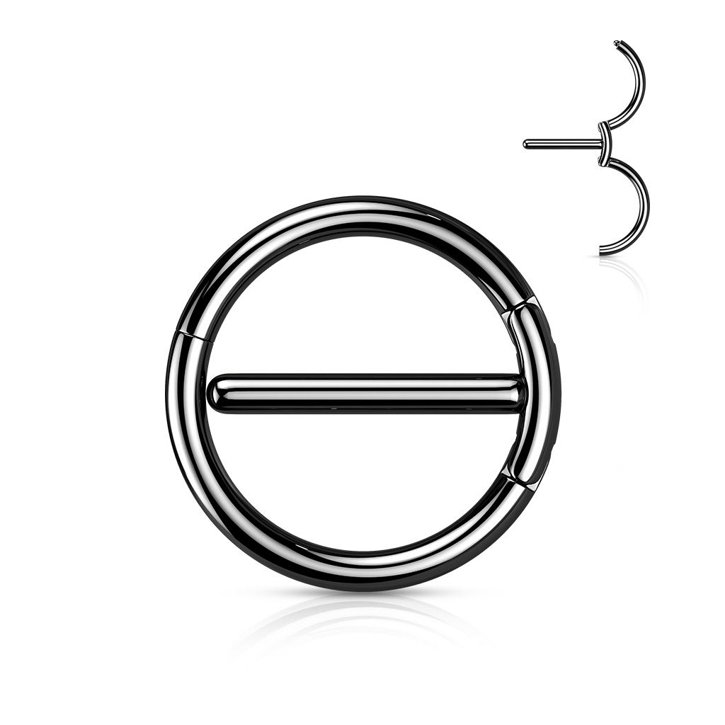 Bröstsmycke / Ring med barbell och dubbla gångjärn