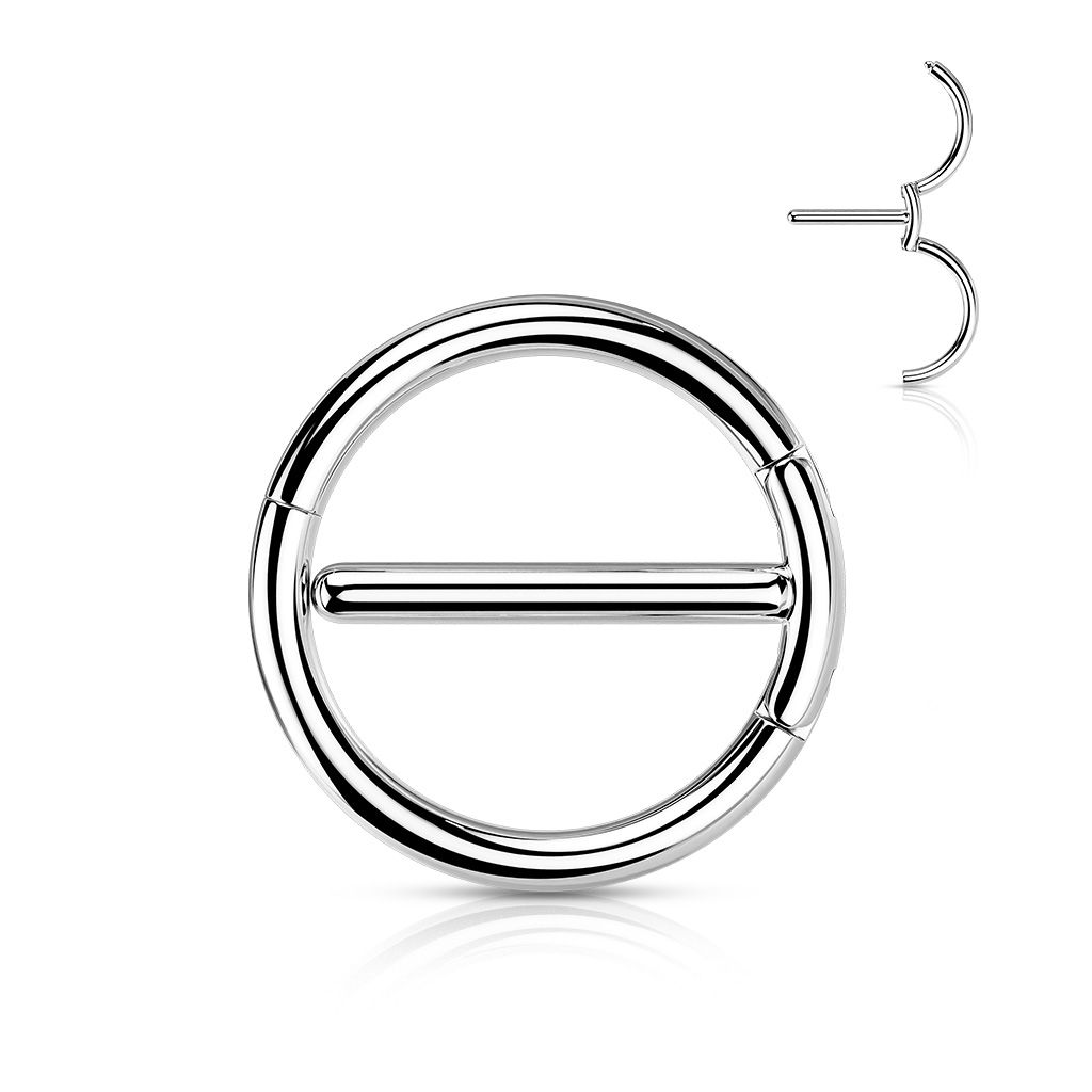 Bröstsmycke / Ring med barbell och dubbla gångjärn