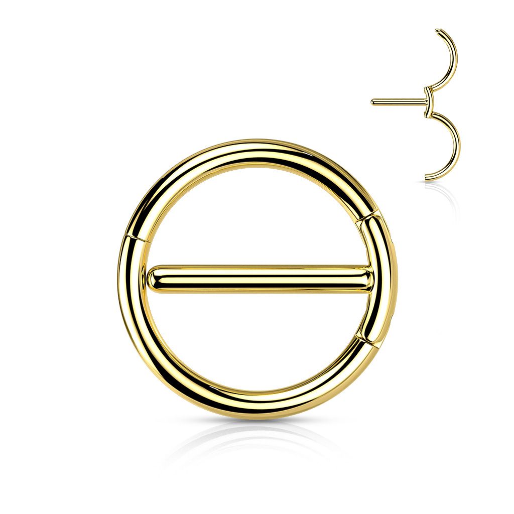 Bröstsmycke / Ring med barbell och dubbla gångjärn