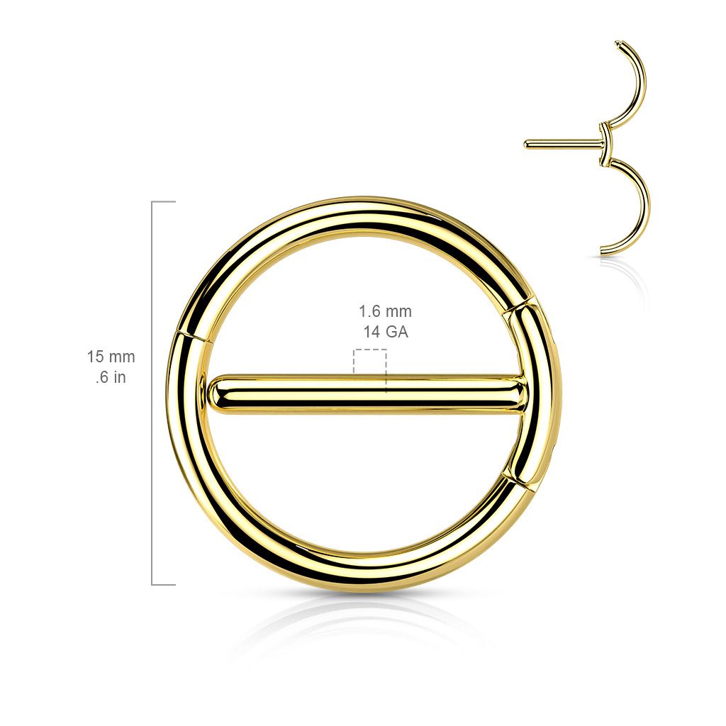 Bröstsmycke / Ring med barbell och dubbla gångjärn