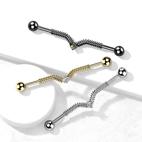Industrial barbell med spole och fyrkantig cubic zirconia