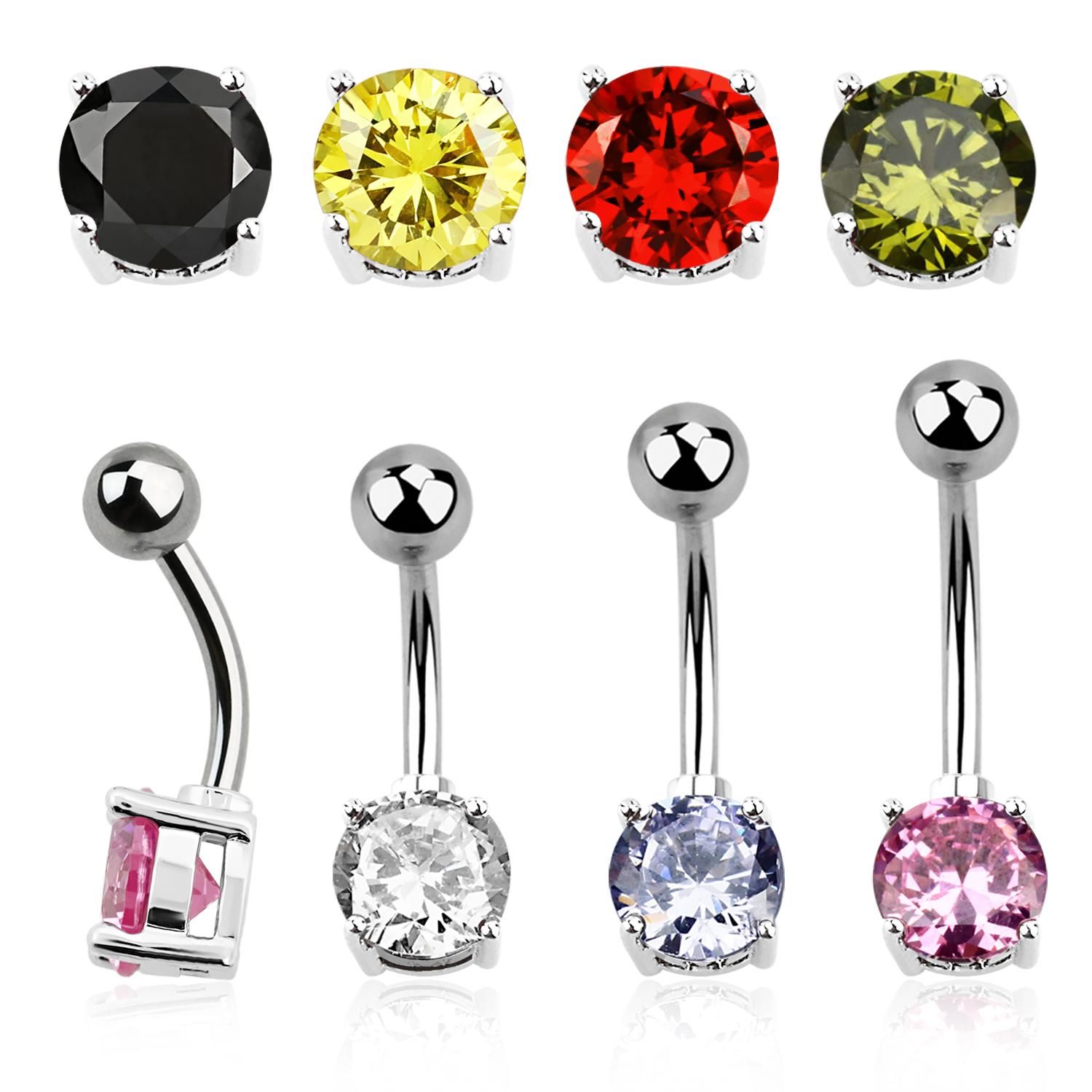 Navelsmycke - 8mm cubic zirconia