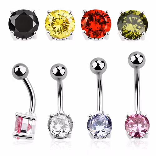 Navelsmycke - 8mm cubic zirconia