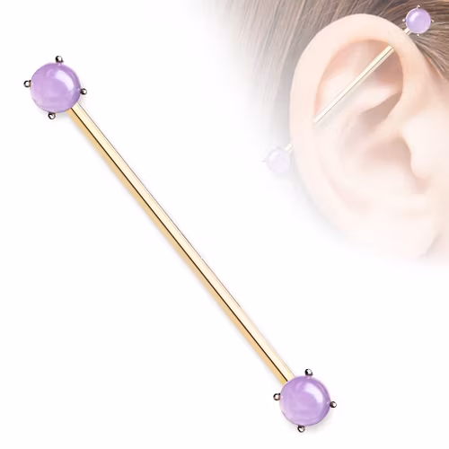 Industrial barbell roséguldpläterad med rund ametist