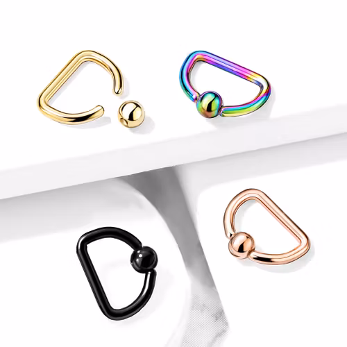 PVD Pläterad 1.2mm BCR / D-formad ring med 3mm kula