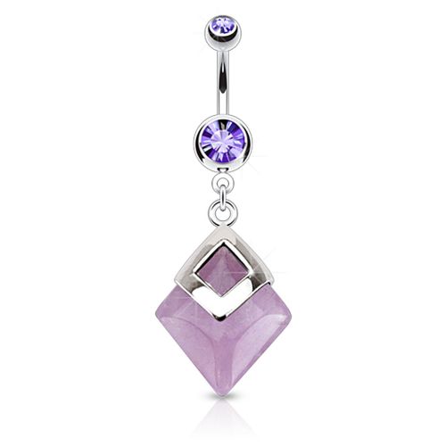 Navelsmycke med diamantformad ametist