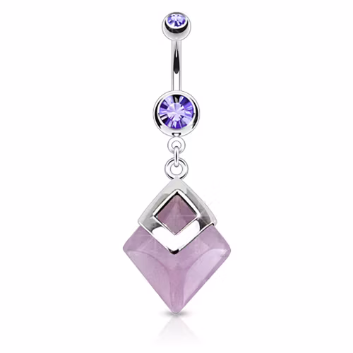Navelsmycke med diamantformad ametist