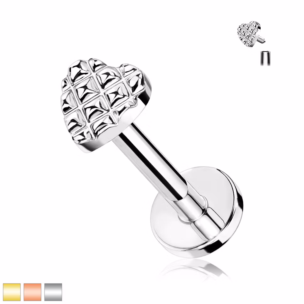 Labret / Monroe 1.2mm - Diamantpräglat hjärta