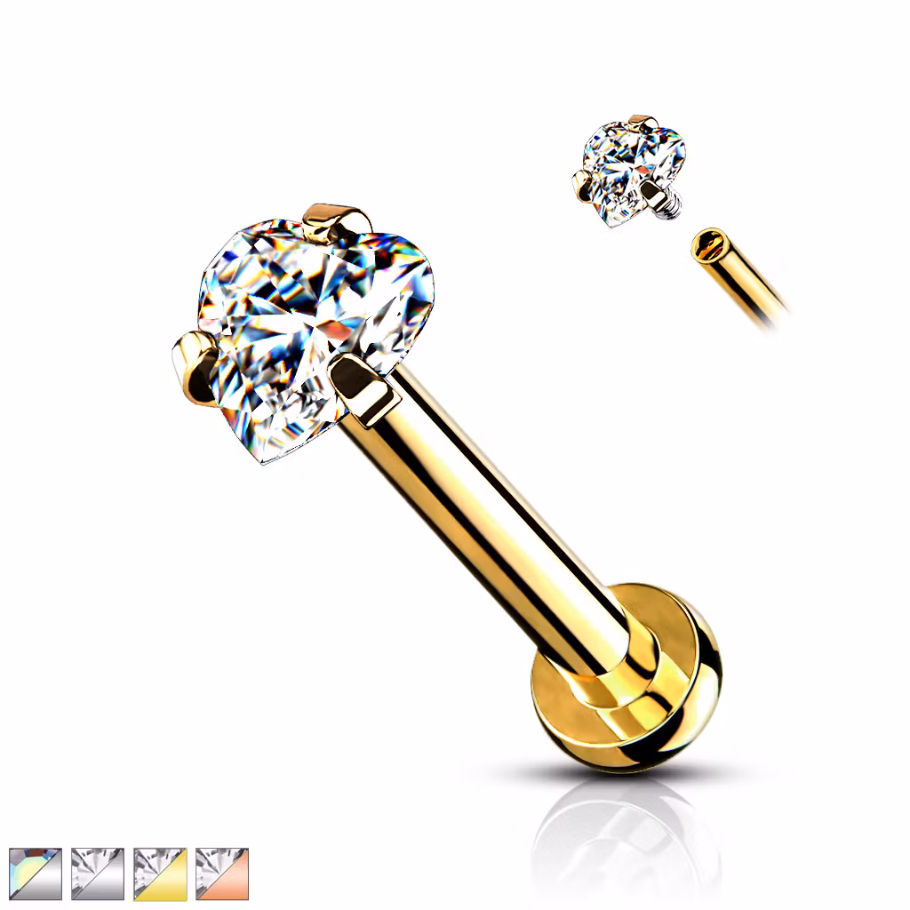 Labret / Monroe 1.2mm - hjärtformad CZ topp