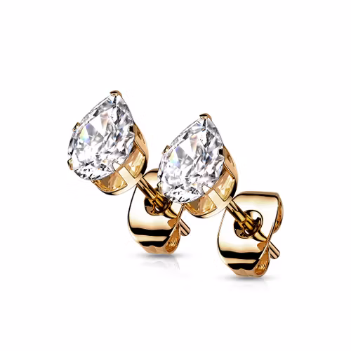 Örhänge roséguld med droppformad cubic zirconia (par)