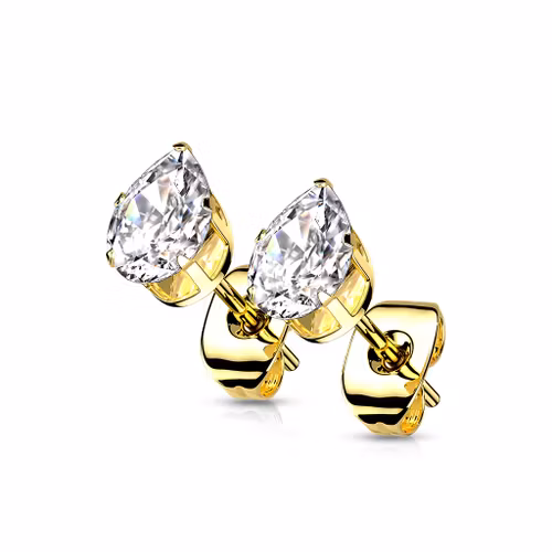 Örhänge guldpläterad med droppformad cubic zirconia (par)