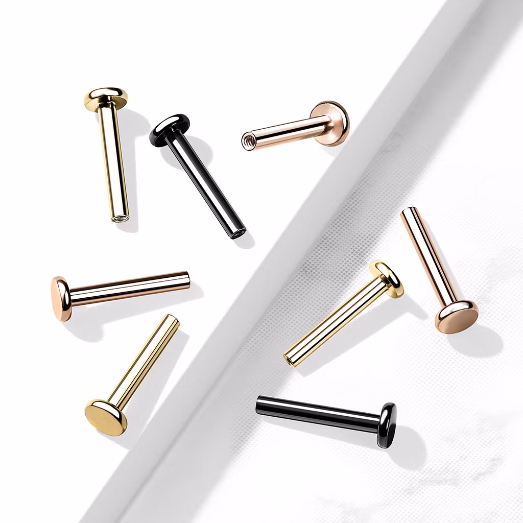 PVD Labret stav invändigt gängad med 3mm basplatta (lös del)