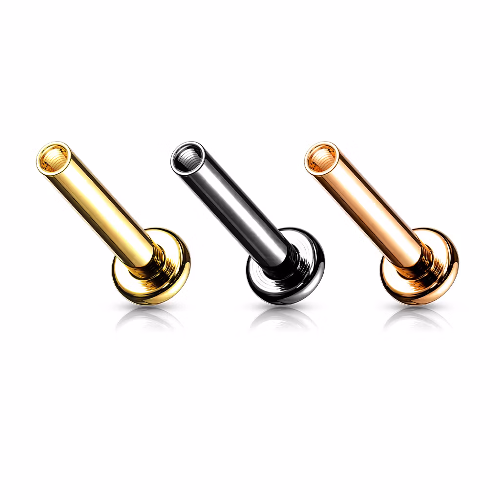 PVD Labret stav invändigt gängad med 3mm basplatta (lös del)