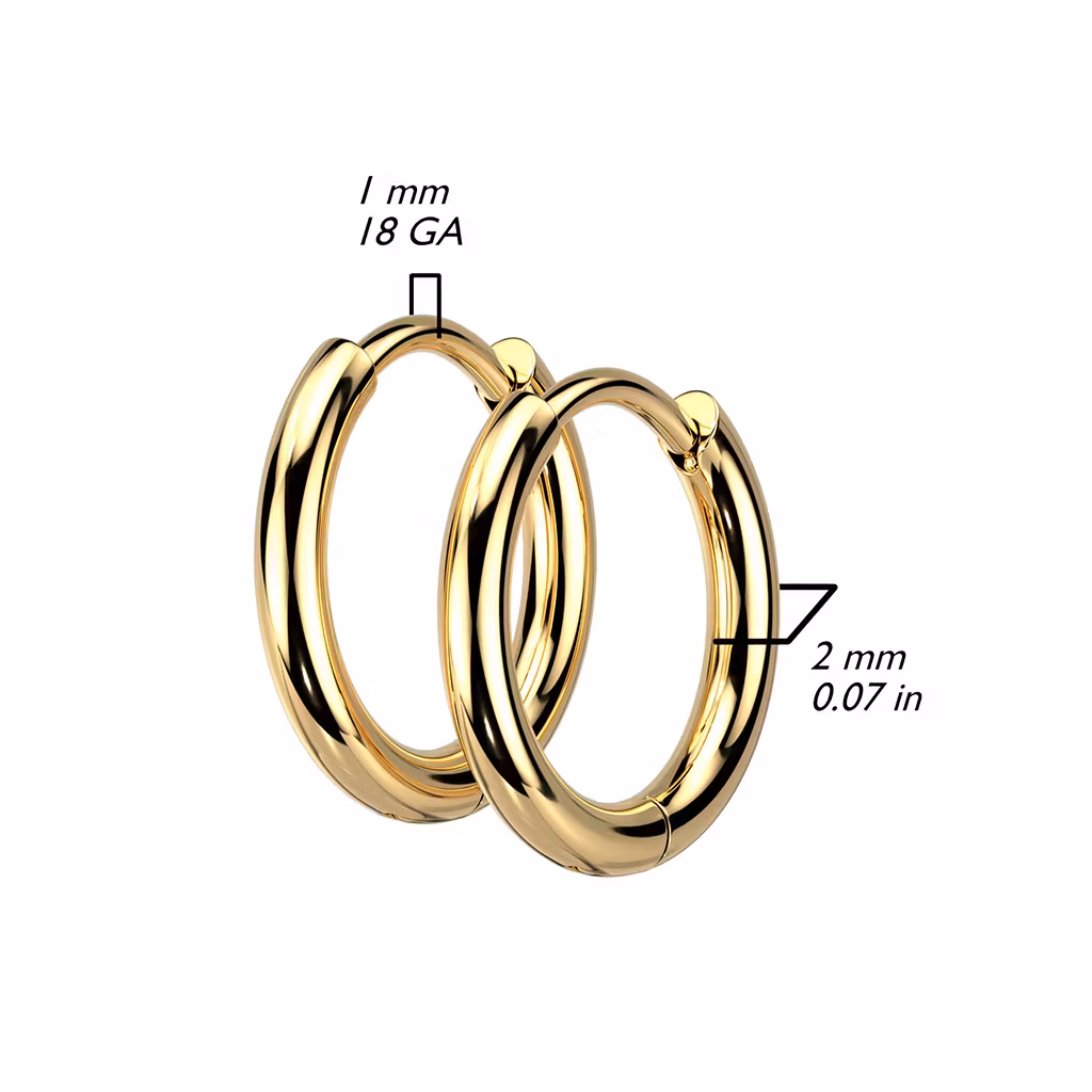 Hoop huggie / creoler i kirurgiskt stål 2mm tjock (par)