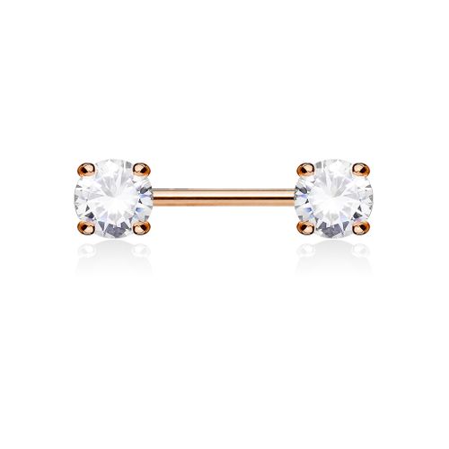 Barbell / Bröstsmycke 1.6mm 12mm med 5mm prong-set CZ