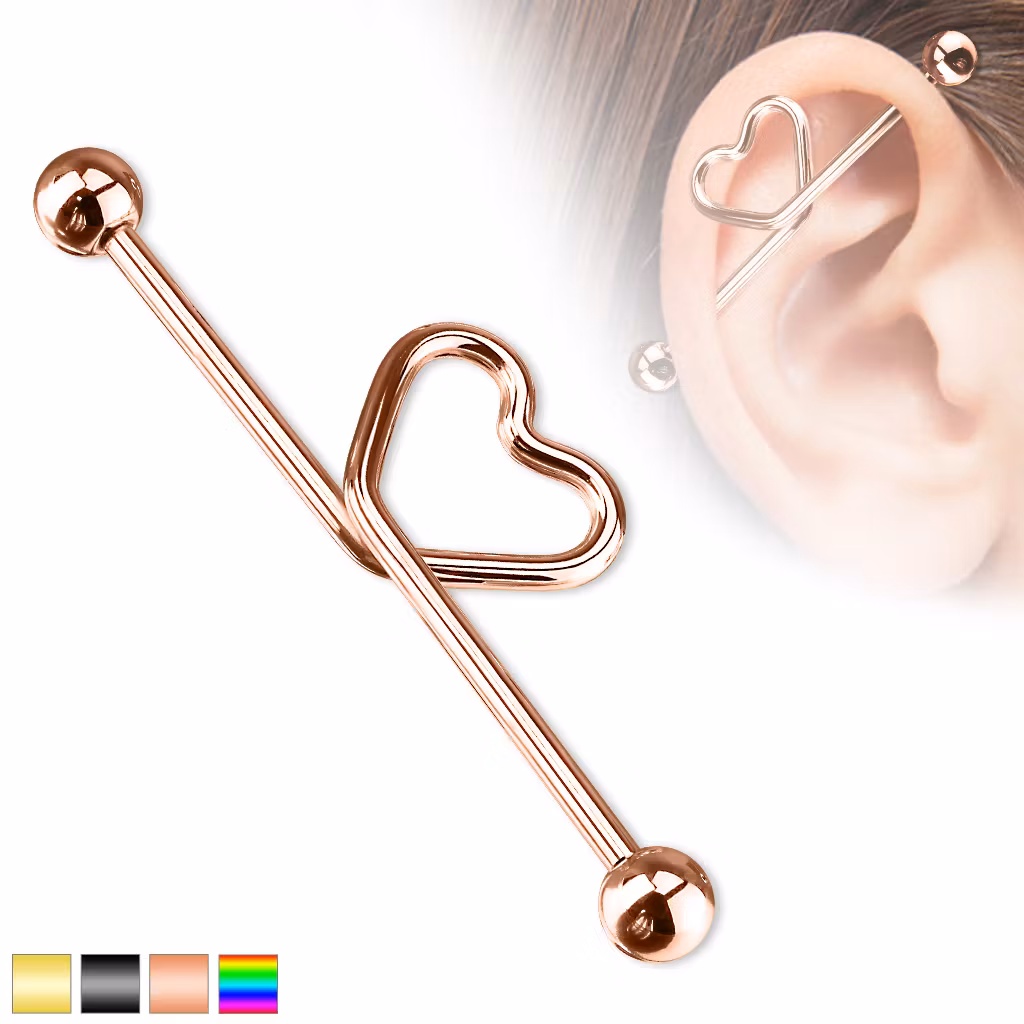 PVD pläterad industrial barbell med hjärta