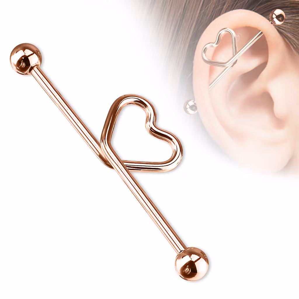 PVD pläterad industrial barbell med hjärta