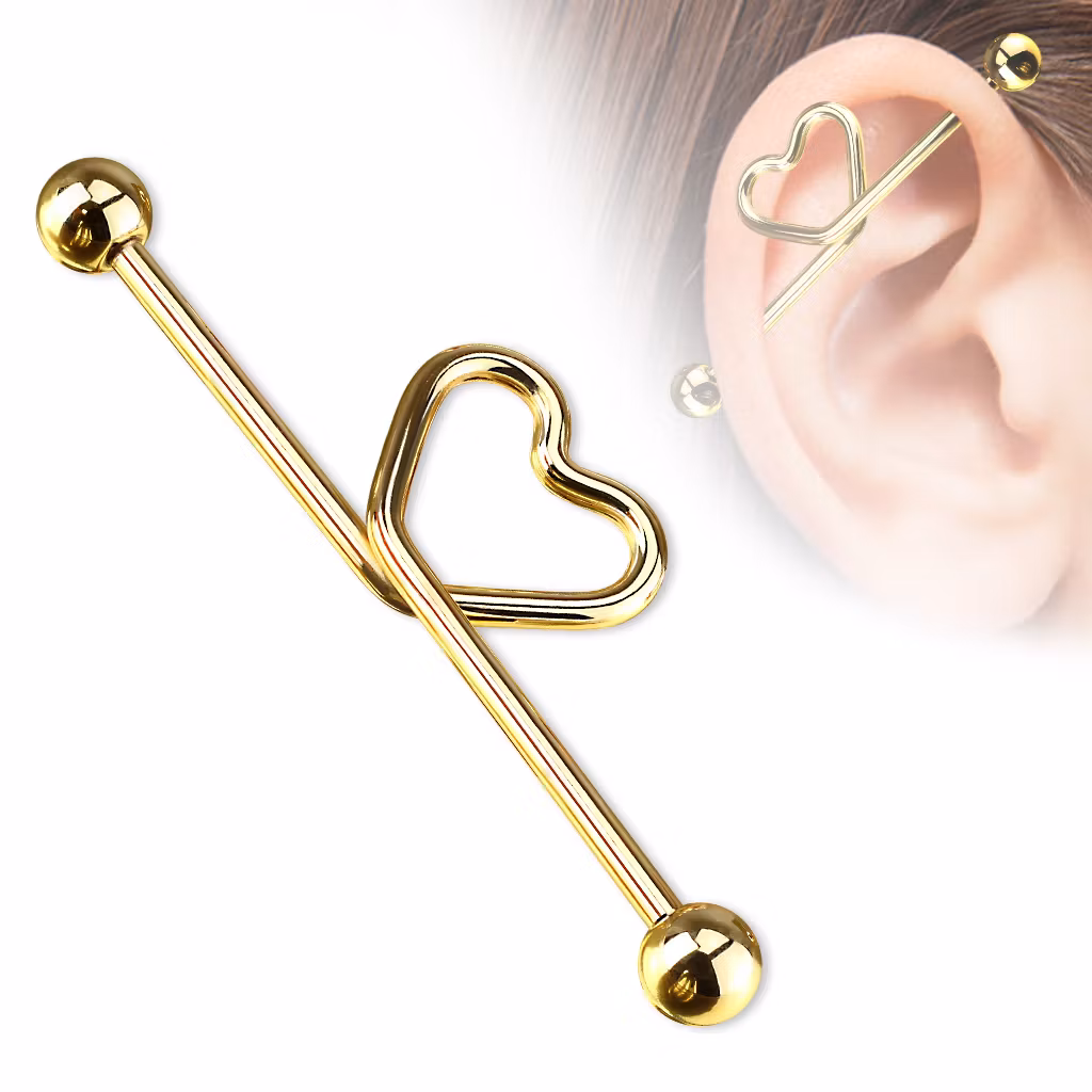 PVD pläterad industrial barbell med hjärta