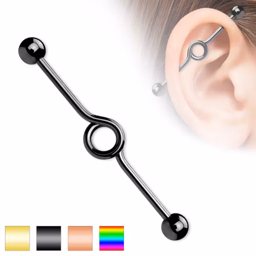 PVD pläterad industrial barbell med loop